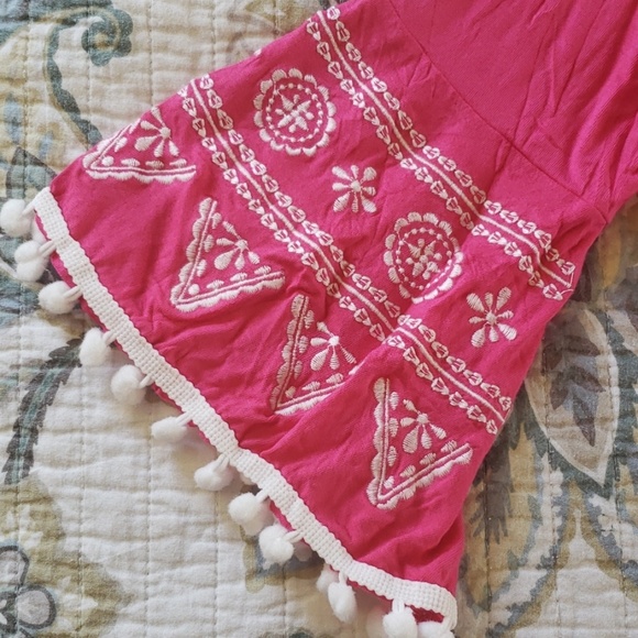 Girls 3/4 sleeve pink boho tunic w/ detailed cuffs - Picture 3 of 6